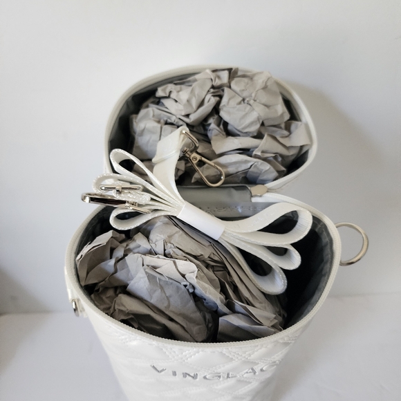 NWT Vinglace Faux leather wine Carrier On White Case Tote Quilted - Picture 6 of 7